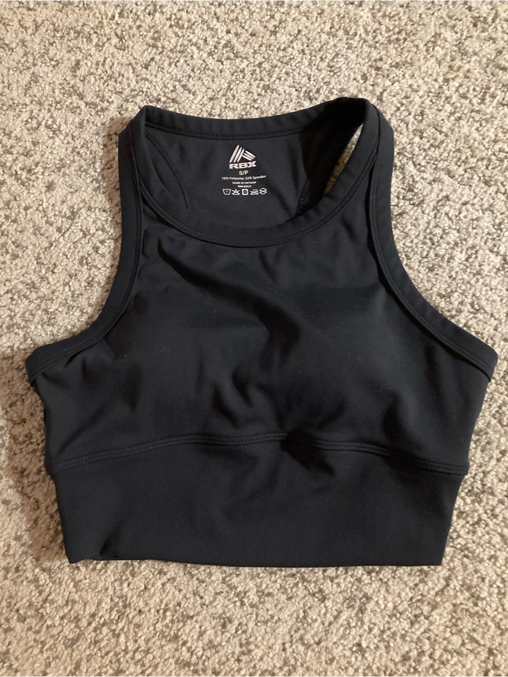 RBX Black Racerback Longline Crop Sports Bra
